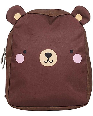 A Little Lovely Company Zainetto Piccolo, Orso, 21 x 26 x 10 cm - Marrone Zaini