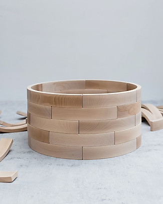 Abel Blocchi in Legno - Set da 75 Pezzi - Colore Naturale Incastri in Legno