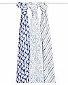 Aden & Anais Set 3 Copertine Swaddles Milleusi - Sfumature di Blu - 100% Mussola di Bambù Swaddle di Mussola