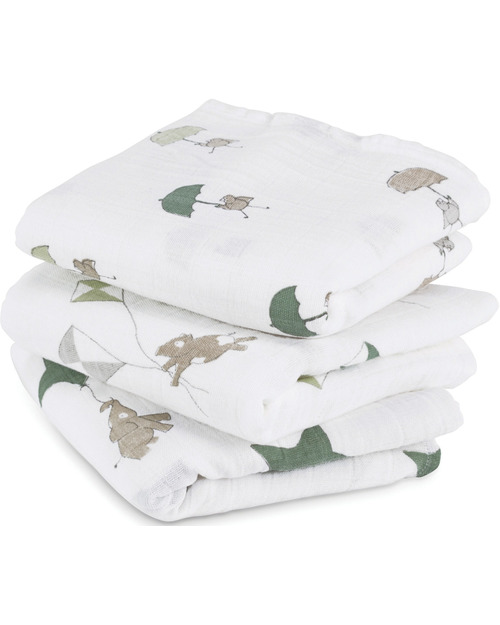 Aden & Anais Set 3 Pezze di Mussola Milleusi - Up Up and Away - 100% Mussola di Cotone - 70x70 cm - Swaddle di Mussola