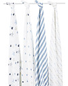Aden & Anais Set 4 Copertine Swaddles - Fantasia Azzurro - 100% Mussola di Cotone Swaddle di Mussola