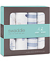 Aden & Anais Set 4 Copertine Swaddles - Fantasia Azzurro - 100% Mussola di Cotone Swaddle di Mussola