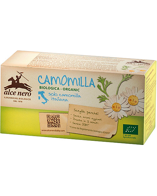 Alce Nero Camomilla Biologica Setacciata per Infuso, Linea Baby - 20 bustine Tisane