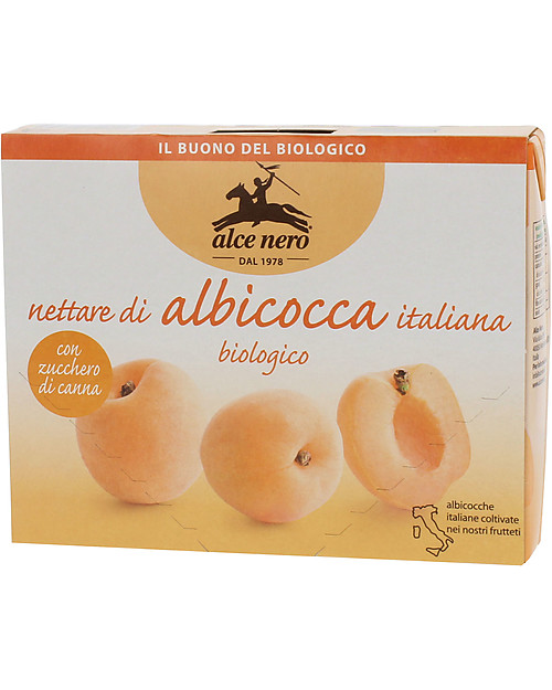 Alce Nero Nettare di Albicocca Biologico, 3 Brick - Sola frutta fresca italiana Succhi Bio