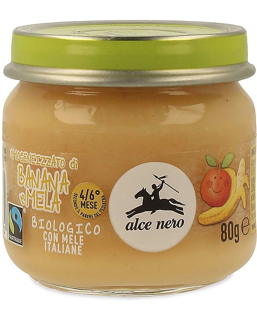 Alce Nero Omogeneizzato di Banana e Mela Biologico - 100% frutta italiana Omogeneizzati