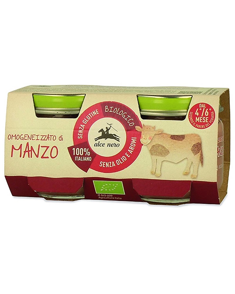 Alce Nero Omogeneizzato di Manzo Biologico, 2 Vasetti - 100% carne italiana  unisex (bambini)