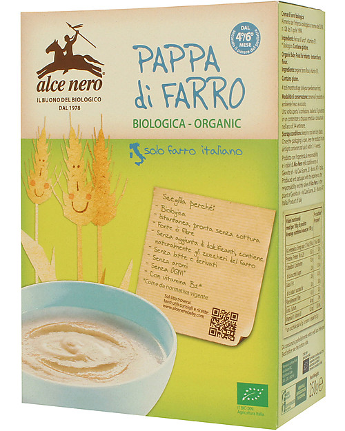 Alce Nero Pappa di Farro Biologica Istantanea, 250 gr - 100% ingredienti italiani Pappe
