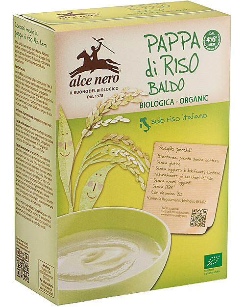 Alce Nero Pappa di Riso Baldo Biologica Istantanea, 250 gr - 100% ingredienti italiani Pappe