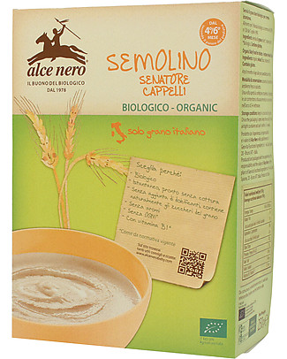 Alce Nero Semolino di Grano Duro Biologico, 250 gr - 100% ingredienti italiani Pappe