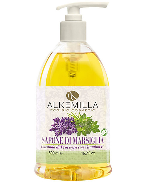 Alkemilla Bio Sapone di Marsiglia, Lavanda di Provenza con Vitamina E - 500 ml Creme e Olii