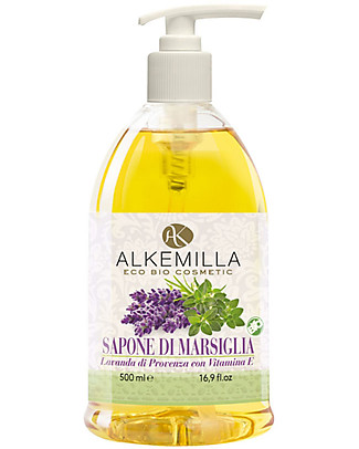 Alkemilla Bio Sapone di Marsiglia, Lavanda di Provenza con Vitamina E - 500 ml Detergenza