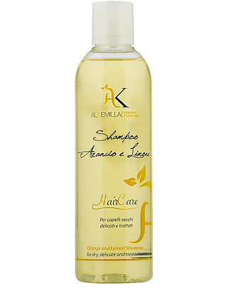 Alkemilla Shampoo Bio Arancia e Limone, per Capelli Secchi, Delicati e Trattati - 250 ml Bagno Doccia Shampoo