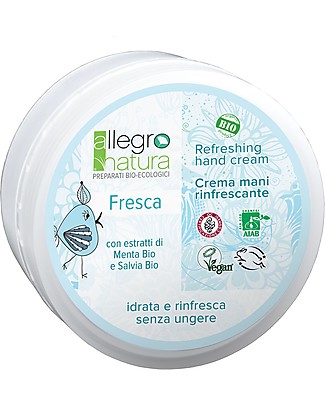 Allegro Natura Crema Mani Bio Fresca con Menta e Salvia, 50 ml - Rinfresca e Idrata Creme e Olii