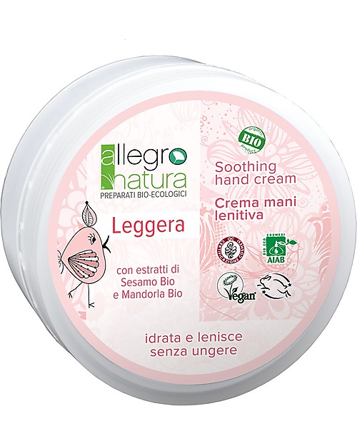 Allegro Natura Crema Mani Bio Leggera con Camomilla e Calendula, 50 ml - Lenitiva Creme e Olii