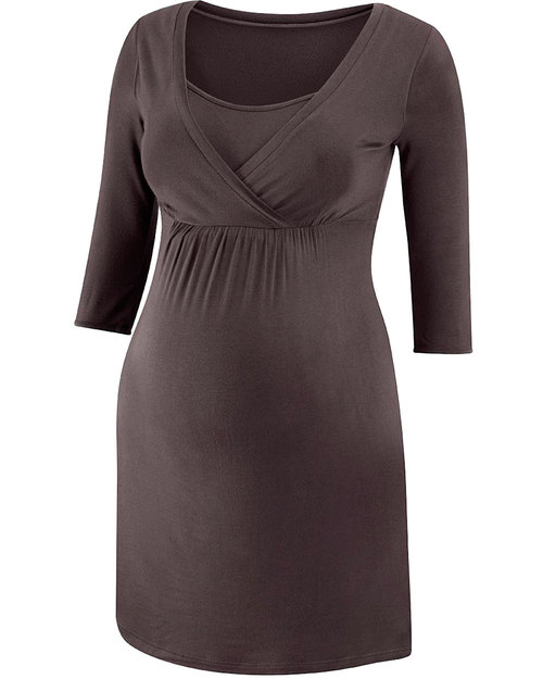 Amoralia Camicia da Notte Maternità e Allattamento Essential - Grigio Peltro (un must per la borsa dell’ospedale) Camicie da Notte