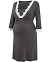 Amoralia Camicia da Notte Premaman e Allattamento - Manica 3/4 Grigio Peltro e Pizzo Camicie da Notte