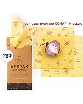 Apepak Involucri In Cera D'Api Per Alimenti - Set da 2 Pezzi - Mini Sacchetto Cibo
