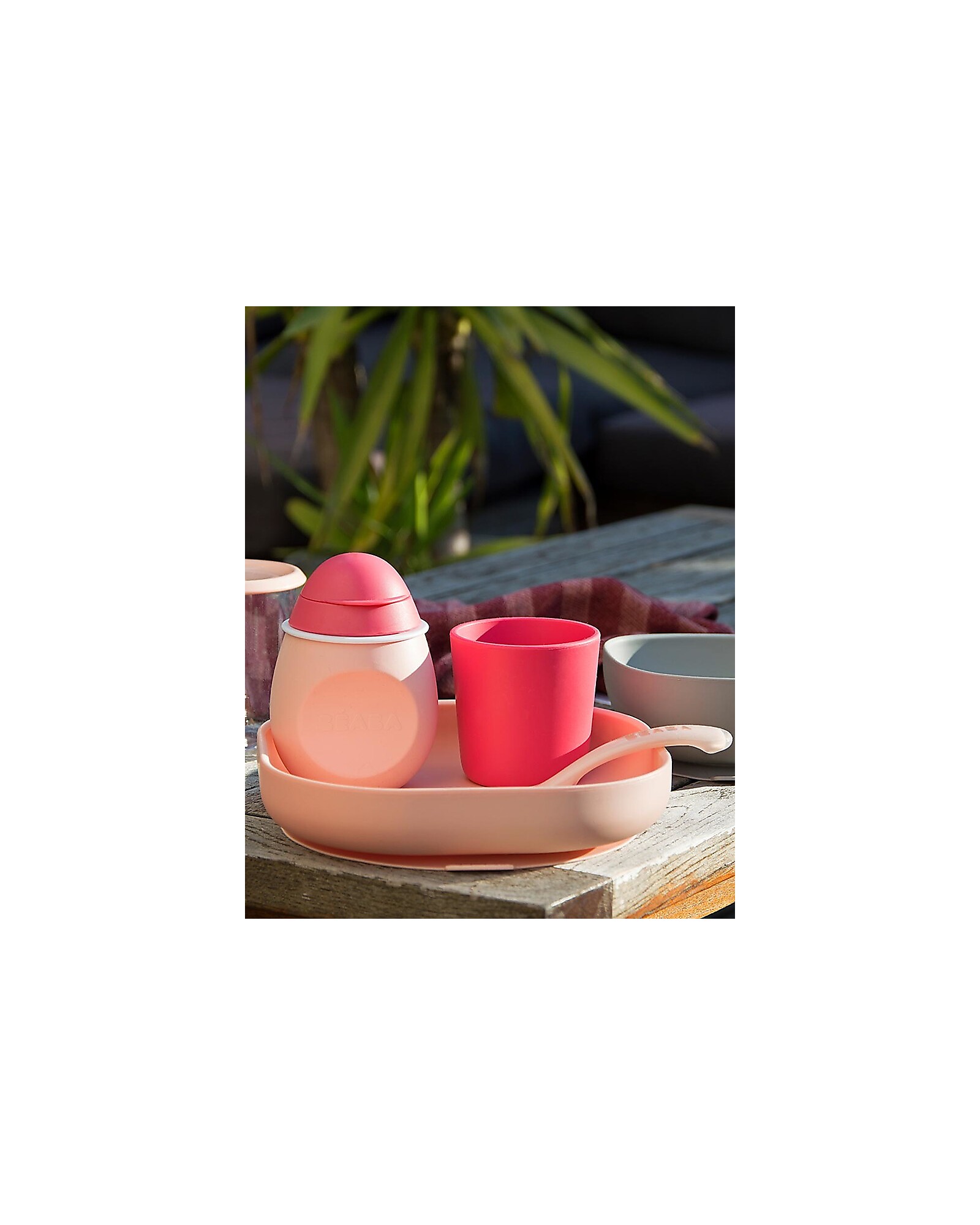 Béaba Set con 2 Bavaglini Impermeabili con Tasca Raccogli Cibo - Silicone -  Grigio e Rosa unisex (bambini)