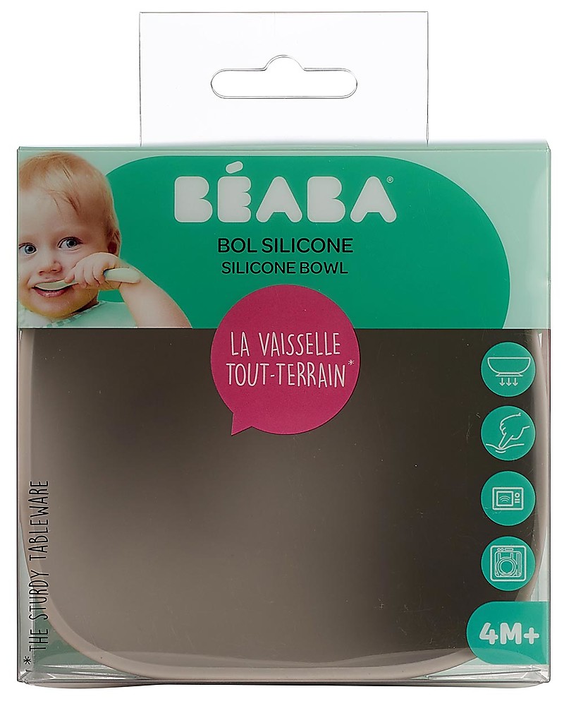 Béaba Piatto a Scomparti con Ventosa - Grigio Minerale - Silicone unisex ( bambini)