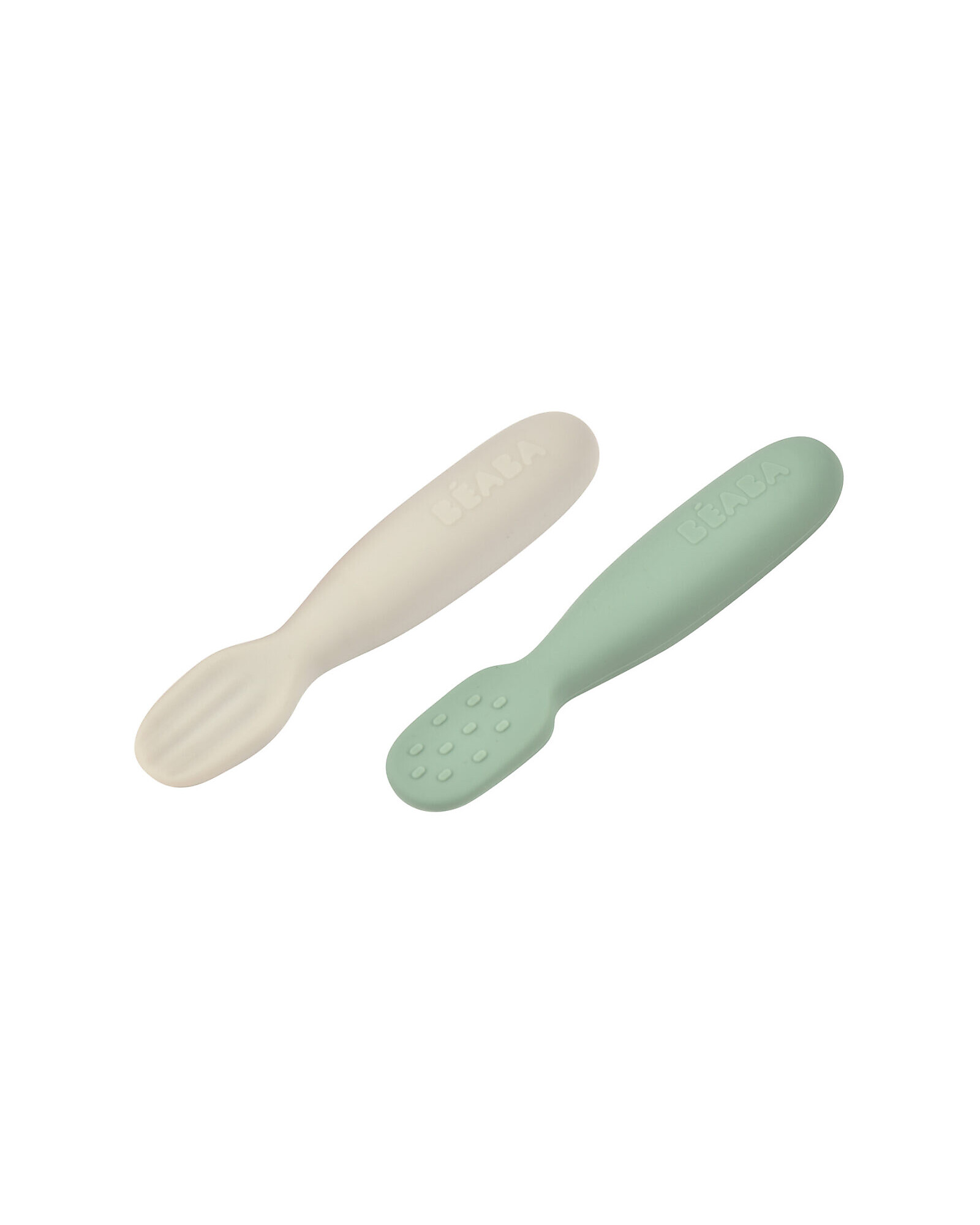 Béaba Set 2 Posate Prime pappe - Salvia e Grigio - Silicone unisex (bambini)