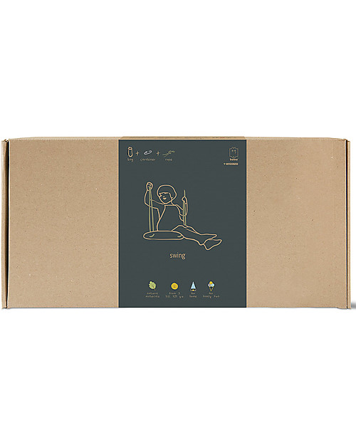 Babai Toys Altalena in Legno  - Corda Khaki - per Interni e Esterni - con Borsa in Cotone per Trasportarla Ovunque Giochi da Esterno_