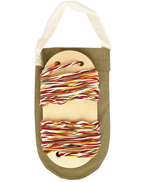 Babai Toys Altalena in Legno  - Corda Multicolor - per Interni e Esterni - con Borsa in Cotone per Trasportarla Ovunque Giochi da Esterno_