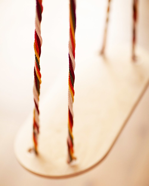 Babai Toys Altalena in Legno  - Corda Multicolor - per Interni e Esterni - con Borsa in Cotone per Trasportarla Ovunque Giochi da Esterno_