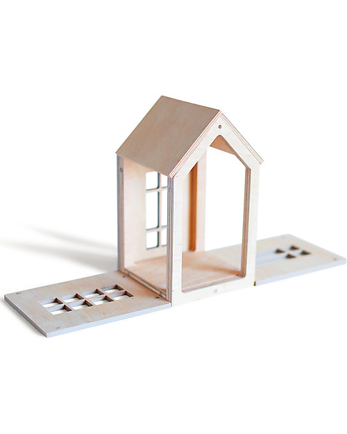 Babai Toys Casetta Bambole in Legno da Costruire con Magneti - Grigio - Taglia Media - Divertente e Bella da Vedere Case delle Bambole