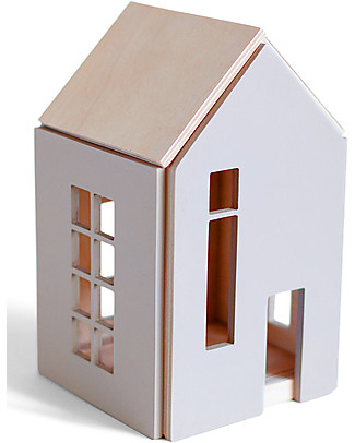 Babai Toys Casetta Bambole in Legno da Costruire con Magneti - Grigio - Taglia Media - Divertente e Bella da Vedere Incastri In Legno