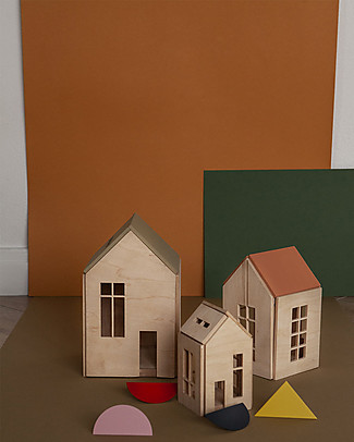 Babai Toys Casetta Bambole in Legno da Costruire con Magneti - Khaki - Taglia Large - Divertente e Bella da Vedere Incastri In Legno