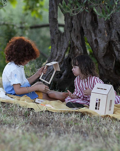 Babai Toys Casetta Bambole in Legno da Costruire con Magneti - Naturale - Taglia Large - Divertente e Bella da Vedere Case delle Bambole