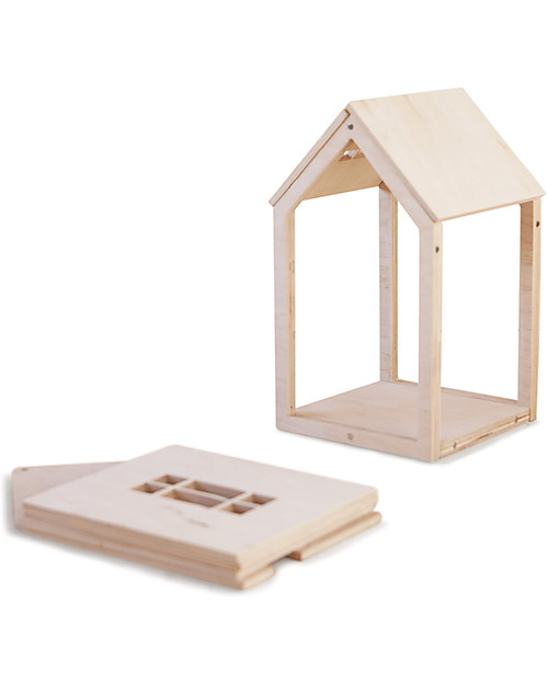 Babai Toys Casetta Bambole in Legno da Costruire con Magneti - Naturale - Taglia Large - Divertente e Bella da Vedere Case delle Bambole