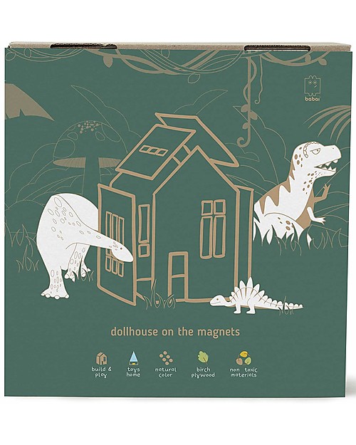 Babai Toys Casetta Bambole in Legno da Costruire con Magneti - Naturale - Taglia Large - Divertente e Bella da Vedere Case delle Bambole