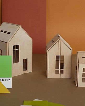 Babai Toys Casetta Bambole in Legno da Costruire con Magneti - Naturale - Taglia Media - Divertente e Bella da Vedere Case delle Bambole