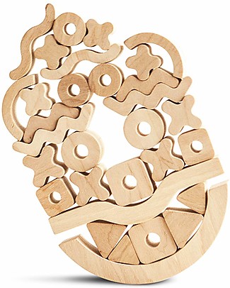 Babai Toys Gioco di Equilibrio in Legno - Balancer Natural - da 18 Mesi - per Tutta la Famiglia Incastri In Legno