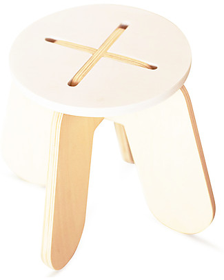 Babai Toys Sgabello in Legno a Incrocio Montessori per Bambini - Bianco - Stimola l'Autonomia e la Fantasia del tuo Bambino Sedie