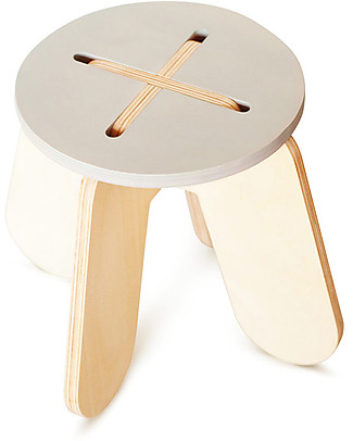 Babai Toys Sgabello in Legno a Incrocio Montessori per Bambini - Grey - Stimola l'Autonomia e la Fantasia del tuo Bambino Sedie