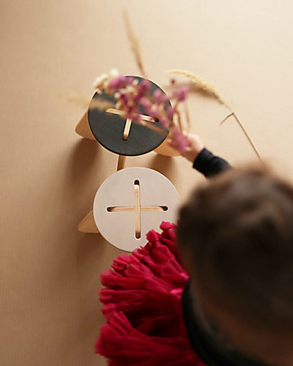 Babai Toys Sgabello in Legno a Incrocio Montessori per Bambini - Grey - Stimola l'Autonomia e la Fantasia del tuo Bambino Sedie