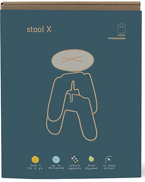 Babai Toys Sgabello in Legno a Incrocio Montessori per Bambini - Grey - Stimola l'Autonomia e la Fantasia del tuo Bambino Sgabelli