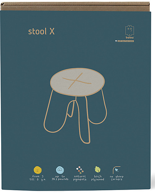 Babai Toys Sgabello in Legno a Incrocio Montessori per Bambini - Grey - Stimola l'Autonomia e la Fantasia del tuo Bambino Sgabelli