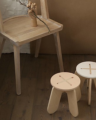 Babai Toys Sgabello in Legno a Incrocio Montessori per Bambini - Rosa - Stimola l'Autonomia e la Fantasia del tuo Bambino Sedie