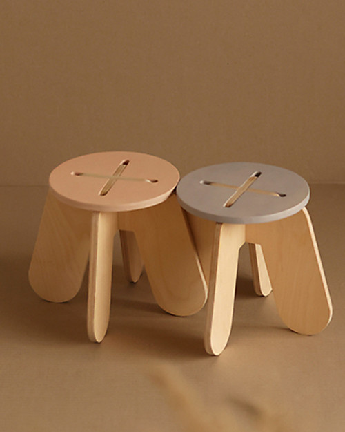 Babai Toys Sgabello in Legno a Incrocio Montessori per Bambini - Rosa - Stimola l'Autonomia e la Fantasia del tuo Bambino Sgabelli