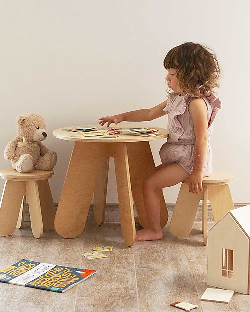 Babai Toys Tavolino in Legno Montessori per Bambini - Naturale - Stimola l'Autonomia  e la Fantasia del tuo Bambino unisex (bambini)