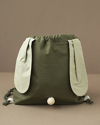 Babai Toys Zainetto in Cotone a Forma di Coniglio - Khaki - Perfetto per l'Asilo e per le Prime Avventure Zaini Asilo