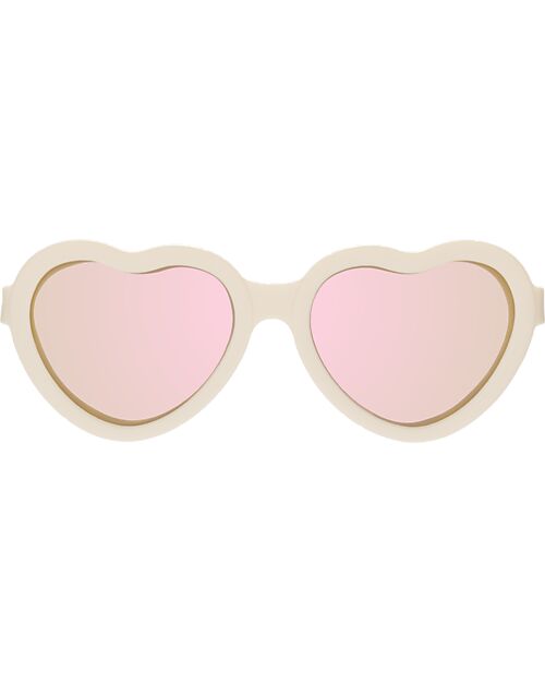 Babiators Occhiali da Sole a Cuore - Sweet Cream - Lenti a Specchio Oro Rosa - 100% Protezione UV Occhiali da Sole