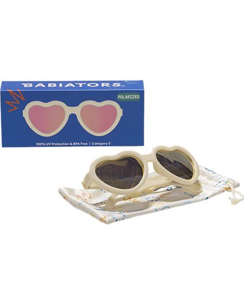 Babiators Occhiali da Sole a Cuore - Sweet Cream - Lenti a Specchio Oro Rosa - 100% Protezione UV Occhiali da Sole