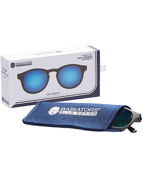 Babiators Occhiali da Sole The Agent, Blue Collection, Montatura Nero/Lenti Blu - Lenti Polarizzate, 100% Protezione UV Occhiali da Sole