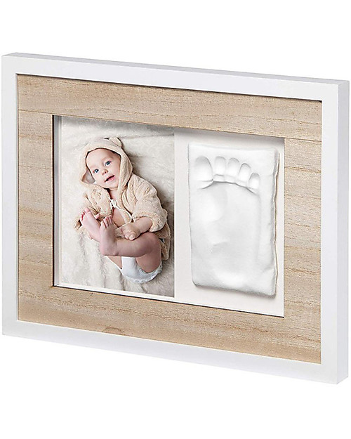Baby Art Baby Art Cornice Impronta Singola Tiny Style - Bianco e Legno Album e Cofanetti
