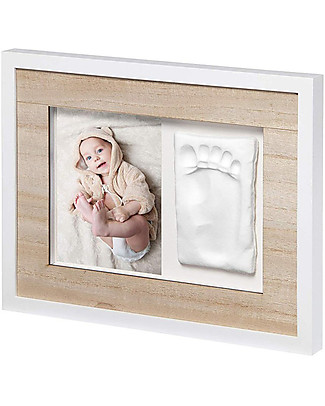 Baby Art Baby Art Cornice Impronta Singola Tiny Style - Bianco e Legno Album e Cofanetti