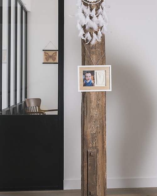 Baby Art Baby Art Cornice Impronta Singola Tiny Style - Bianco e Legno Album e Cofanetti